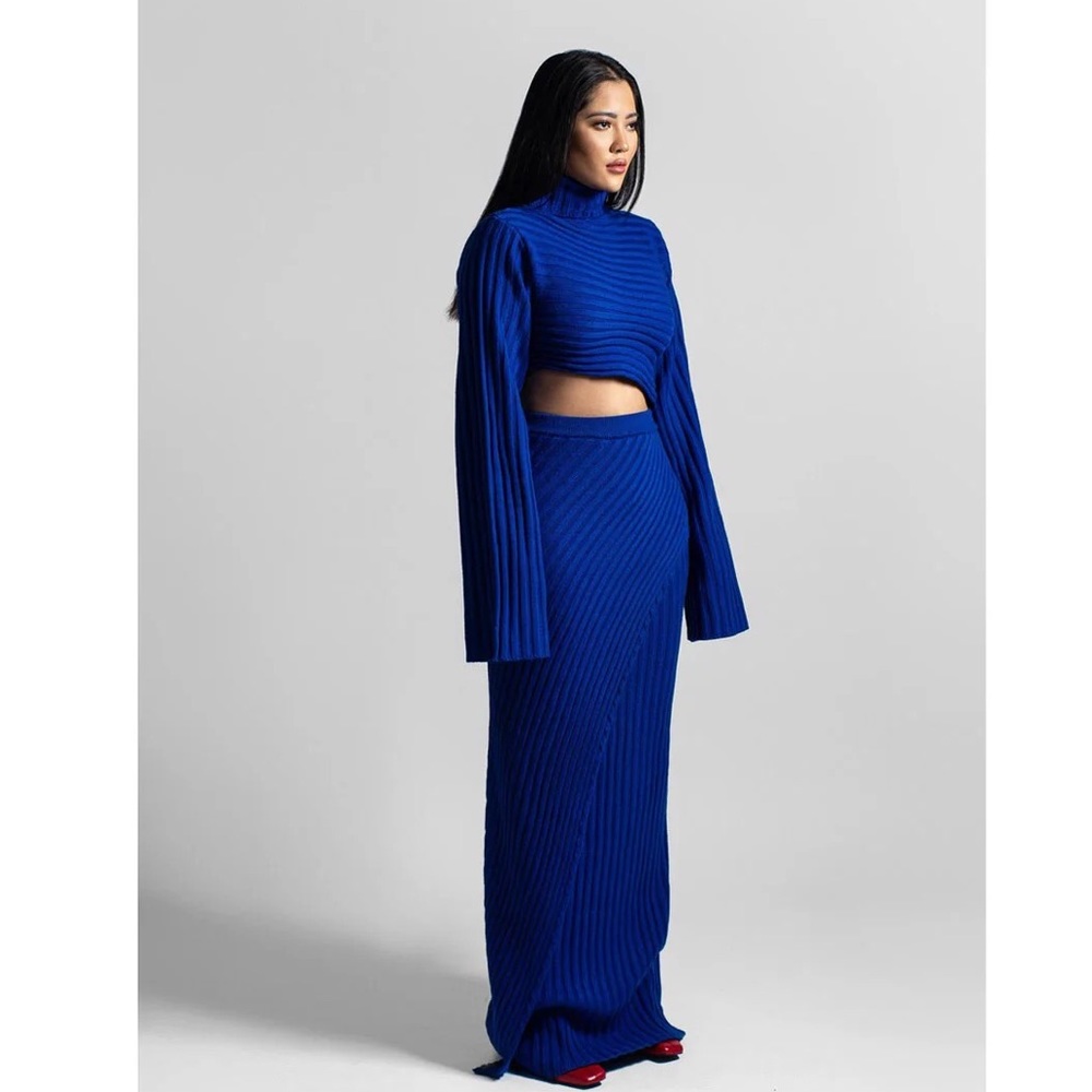 Hanifa Dee Crop Sweater in Blue